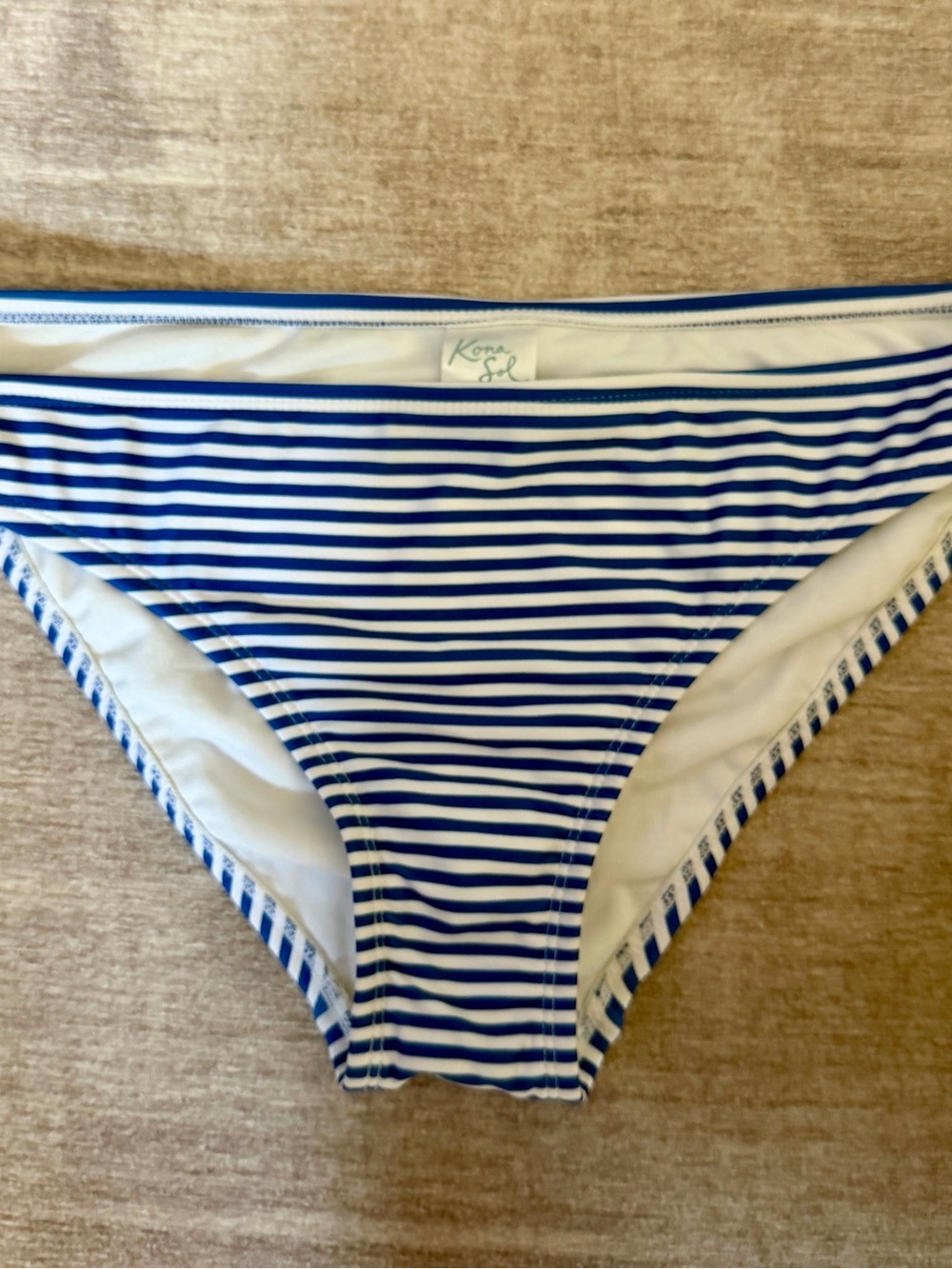 Kona Sol White Bikini Bottom with Teal Logo
